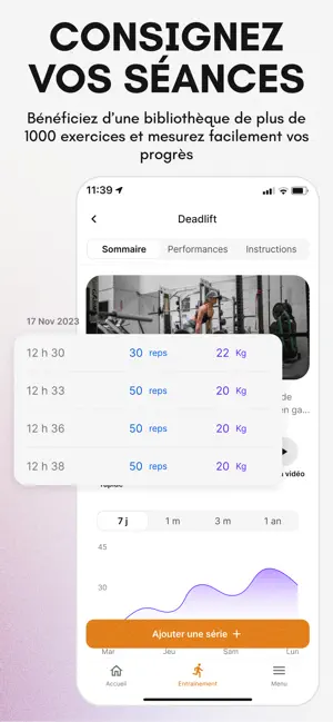 Appli : Consignez vos séances