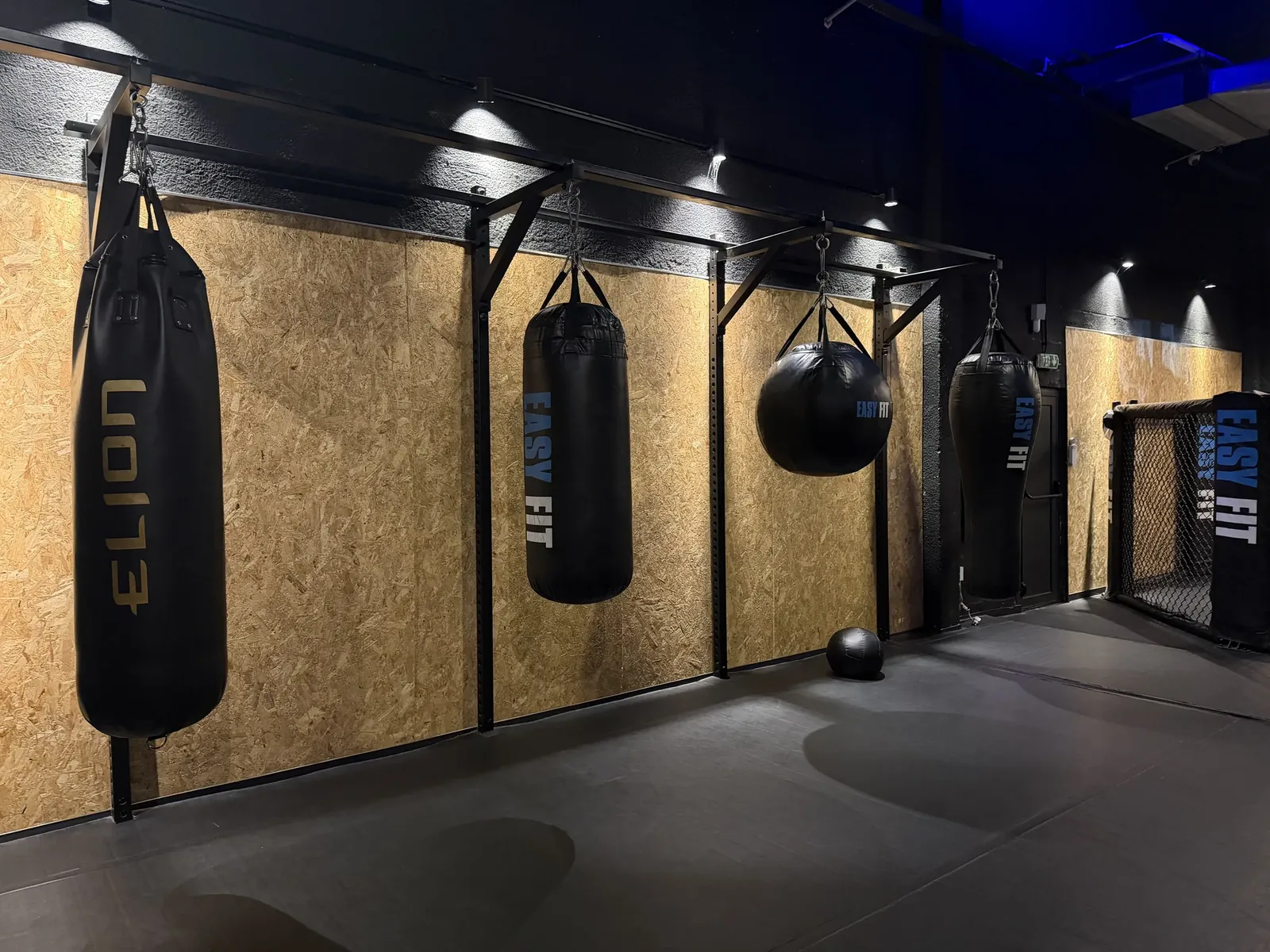 Rangée de sacs de frappe dans la Fight zone